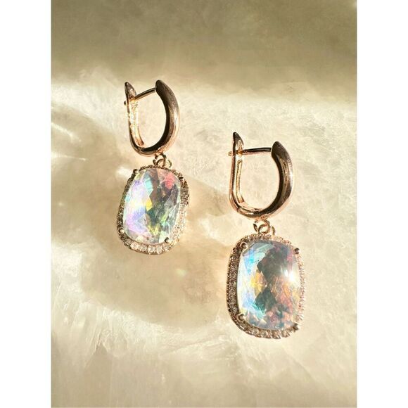 No Brand Jewelry - Iridescent rose gold color cubic zirconia earrings ￼